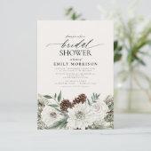 Invitation Hiver À feuillage persistant Élégante douche nupti (Debout devant)