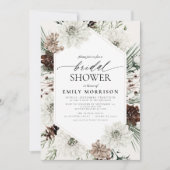 Invitation Hiver À feuillage persistant Élégante douche nupti (Devant)