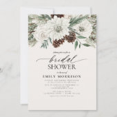 Invitation Hiver À feuillage persistant Élégante douche nupti (Devant)