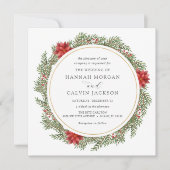 Invitation Hiver À feuillage persistant et Holly Mariage (Devant)