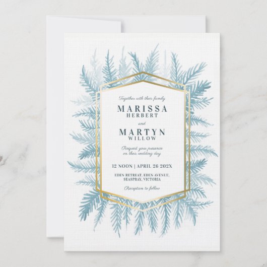 Invitation Hiver à feuillage persistant feuillage aquarelle b (Devant)