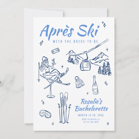 Invitation Hiver Apres Bachelorette de ski (Devant)