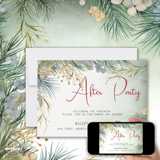 Invitation Hiver après la fête aquarelle verdure