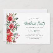 Invitation hiver aquarelle feuillage fête de noël (Devant)