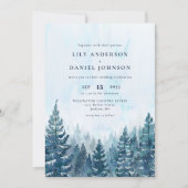 Invitation Hiver Aquarelle Pine Tree Forest Code QR Mariage (Devant)