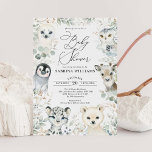 Invitation Hiver Arctique Animaux Baby showers neutres selon<br><div class="desc">Invitation vos invités avec cette invitation de baby shower fantaisiste,  avec d'adorables animaux arctiques et douce aquarelle verdure. Utilisez les outils de conception pour modifier le texte,  modifier la couleur et le style de police pour créer un modèle unique d'invitation aimable.</div>