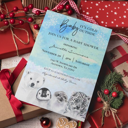 Invitation Hiver Arctique BébéDouche Il fait froid dehors