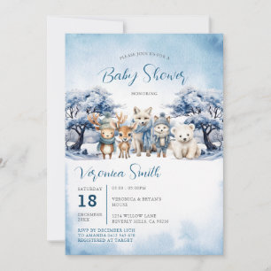 Invitation Hiver Arctique Renard ours Baby shower des animaux