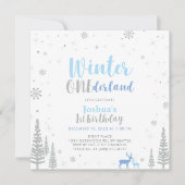Invitation Hiver Argent Et Bleu Onederland 1er Premier Annive (Devant)