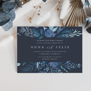 Invitation Hiver Azure   Mariage botanique bleu