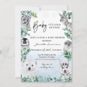 Invitation Hiver Baby shower de l'Arctique Aquarelle (Devant)