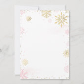 Invitation Hiver Baby shower rose et doré (Dos)