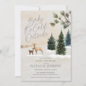 Invitation Hiver Bébé boisé Il fait froid dehors Baby shower (Devant)