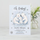 Invitation Hiver Bébé Polar Ours Baby shower de famille (Debout devant)