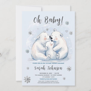 Invitation Hiver Bébé Polar Ours Baby shower de famille