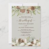 Invitation Hiver Beige Elegant Mariage Script (Devant)