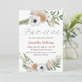 Invitation Hiver Beige Floral Genre Baby shower neutre (Debout devant)