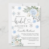Invitation Hiver Blanc floral Fête des mariées de flocon de n (Devant)