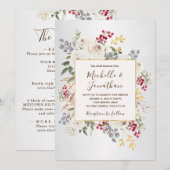 Invitation Hiver Blanc Floral tout en un Mariage chrétien (Devant / Derrière)