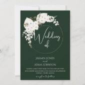 Invitation Hiver Blanc Floral Vert Noël Mariage de couronne (Devant)