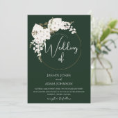 Invitation Hiver Blanc Floral Vert Noël Mariage de couronne (Debout devant)