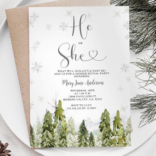 Invitation Hiver Blanc Noël Sexe Révélation