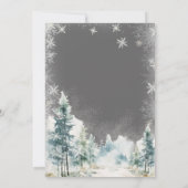 Invitation Hiver Blanc Pins de Neige Arbres Oh Baby shower (Dos)