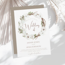 Hiver Blanc Taupe Floral Mariage de la couronne de
