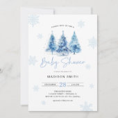 Invitation Hiver Bleu Arbre de Noël Baby shower garçon (Devant)