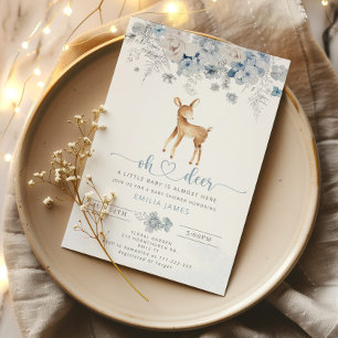 Invitation Hiver bleu garçon Oh cerf baby shower