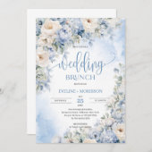 Invitation Hiver bleu poussiéreux et fleurs d'ivoire brunch m (Devant / Derrière)
