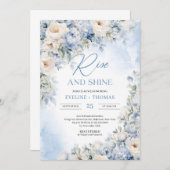 Invitation Hiver bleu poussiéreux et les fleurs d'ivoire s'él (Devant / Derrière)