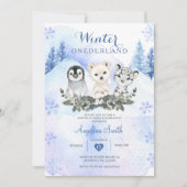 Invitation Hiver Blue Arctic Mountain Onedeland Anniversaire (Devant)