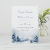 Invitation Hiver Blue Pine Snow Mounts Mariage (Debout devant)