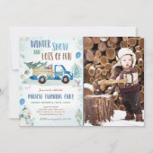 Invitation Hiver Blue Truck Snow Fun Boy Premier anniversaire (Devant)