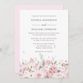 Invitation Hiver Blush Elegant Aquarelle Fleurs Mariage (Devant / Derrière)