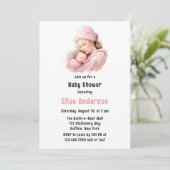 Invitation Hiver Blush rose mère et enfant Baby shower fille (Debout devant)