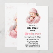 Invitation Hiver Blush rose mère et enfant Baby shower fille (Devant / Derrière)