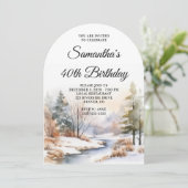 Invitation Hiver Boho Forest aquarelle Photo 40e anniversaire (Debout devant)