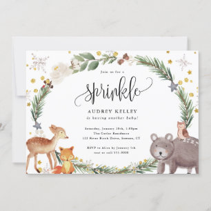Invitation Hiver Bois Animaux Bébé Sprinkle Douche