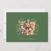 Invitation Hiver Bois Animaux Sage Baby shower de verdure (Dos)