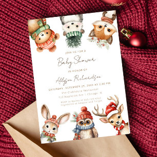 Invitation Hiver Bois animaux sexe neutre baby shower