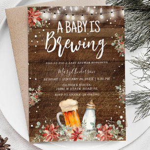 Invitation Hiver Bois rustique Un bébé brasse du Baby shower