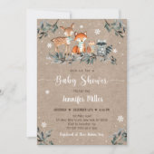 Invitation Hiver Bois Végétation Baby shower rustique (Devant)