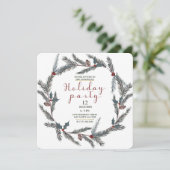 Invitation Hiver Botanique Pine Berry Wreath Fête (Debout devant)