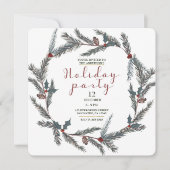 Invitation Hiver Botanique Pine Berry Wreath Fête (Devant)