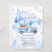 Invitation Hiver Camion Snowflakes Baby shower forestier (Devant)