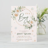 Invitation Hiver C'est un Baby shower Garçon Saupoudrer Vert  (Debout devant)