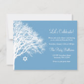 Invitation Hiver Chêne Bleu Blanc Bat mitzvah Réception (Devant)