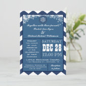 Invitation Hiver Chevron Motif Snowflake de mariage Invitatio (Debout devant)